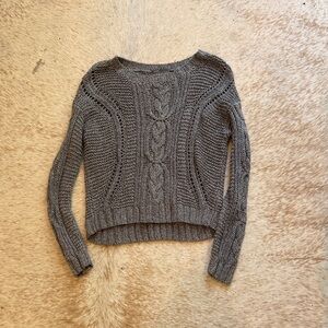 Vince Gray Cable Knit Scoop-Neck Sweater
